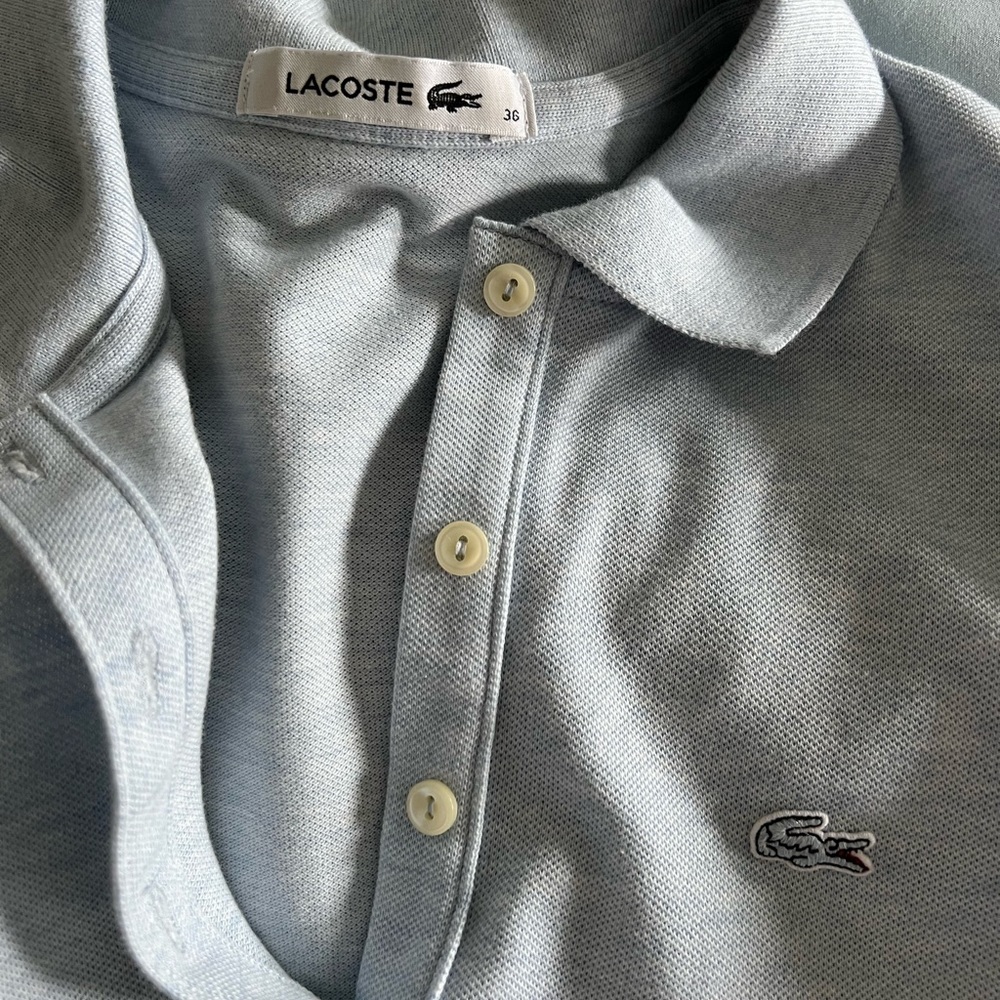 Blue Lacoste Long Sleeve Collar Top